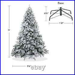 9FT Snow-Flocked Pine Realistic Artificial Holiday Christmas Tree with Stand