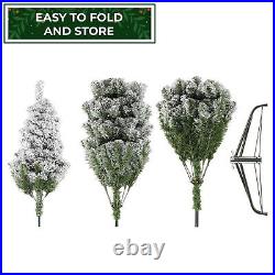 9FT Snow-Flocked Pine Realistic Artificial Holiday Christmas Tree with Stand