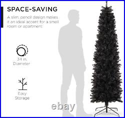 9Ft Black Artificial Holiday Christmas Pencil Tree for Home, Office, Party Decor