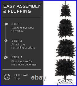 9Ft Black Artificial Holiday Christmas Pencil Tree for Home, Office, Party Decor