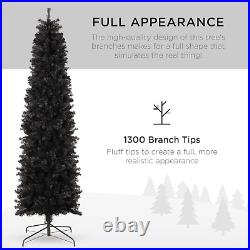 9Ft Black Artificial Holiday Christmas Pencil Tree for Home, Office, Party Decor