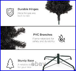 9Ft Black Artificial Holiday Christmas Pencil Tree for Home, Office, Party Decor