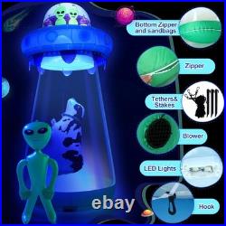 9Ft Halloween Inflatable UFO Cow Alien Outdoor Decorations withLED Lights Blow Up