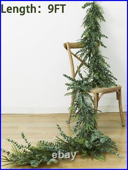 9Ft Handmade Christmas Garland, Artificial Cypress Cedar Pine Needles Greenery Se
