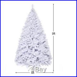 9Ft Hinged Artificial Christmas Tree Premium Pine Tree 2132 Tips withStand White