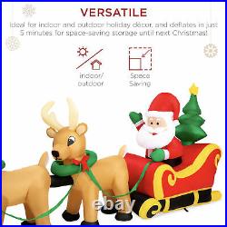 9Ft Holiday Santa & Reindeer Inflatable Outdoor Prelit Christmas Yard Decoration