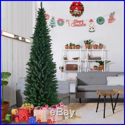 9Ft PVC Artificial Pencil Christmas Tree Slim with Stand Home Holiday Decor Green