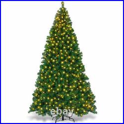 9Ft Pre-Lit PVC Artificial Christmas Tree Hinged with 700 LED Lights & Stand Home