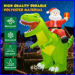 9X8Ft Christmas Inflatables Decoration Outdoor Santa Riding Giant Dinosaur Chris