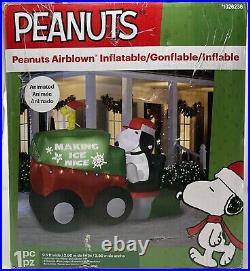 9.5 Ft Wide Gemmy Christmas Peanuts Snoopy Woodstock Zamboni Inflatable