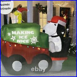 9.5 Ft Wide Gemmy Christmas Peanuts Snoopy Woodstock Zamboni Inflatable