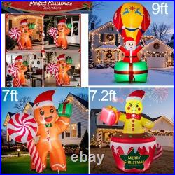 9/7.2/7FT Christmas Inflatable Gingerbread Man Santa Claus Led Light Yard Decor