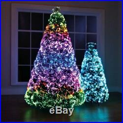 9′ Christmas Tree Northern Lights Synchronized Fiber Optic Multi Color LED 54 D