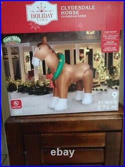 9′ Clydesdale Horse Christmas Airblown Inflatable NIB