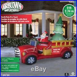 9 FT Gemmy Lighted Santa's Delivery FIRE TRUCK AIRBLOWN Christmas Inflatable