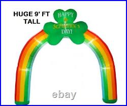 9' FT St Patricks Day Rainbow Shamrock archway LED Lighted Airblown Inflatable