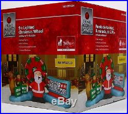 9 FT W INFLATABLE LIGHTED CHRISTMAS WHEEL GAME SCENE SANTA HOME ACCENTS NEW