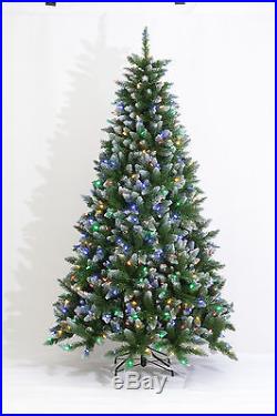 9′ Frosted Allison Spruce Artificial Christmas Tree with Multi-color LED Lights