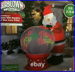 9 Ft Animated SANTA’S NAUGHTY OR NICE SNOWGLOBE Airblown Lighted Yard Inflatable