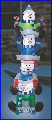 9 Ft Christmas Lighted Snowmen Wearing Santa Hats Airblown Inflatable Yard Decor