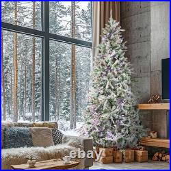 9-Ft Mountain Pine Flocked Artificial Christmas Tree with Dual Multicolor & W