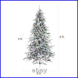 9-Ft Mountain Pine Flocked Artificial Christmas Tree with Dual Multicolor & W