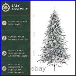 9-Ft Mountain Pine Flocked Artificial Christmas Tree with Dual Multicolor & W