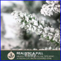 9-Ft Mountain Pine Flocked Artificial Christmas Tree with Dual Multicolor & W