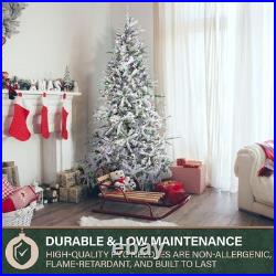 9-Ft Mountain Pine Flocked Artificial Christmas Tree with Dual Multicolor & W