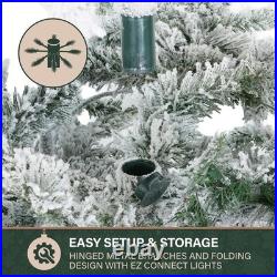 9-Ft Mountain Pine Flocked Artificial Christmas Tree with Dual Multicolor & W