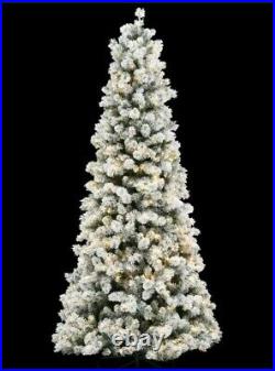 9 Ft. Pre-Lit Led Banff Pine Flocking Quick Set Artificial Christmas Tree With 1