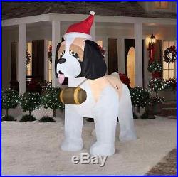 9' GIANT Inflatable St. Bernard Dog In Santa Hat Outdoor Christmas Decoration