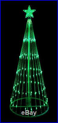 9′ Green LED Light Show Cone Christmas Tree Lighted Yard Art Decoration