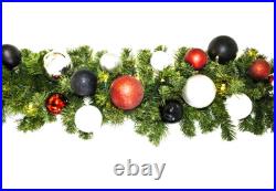 9′ Modern Themed Mixed Blend Garland with Warm White LED Lights
