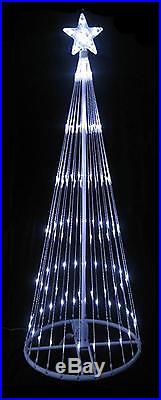 9′ Pure White LED Light Show Cone Christmas Tree Lighted Yard Art Decoration