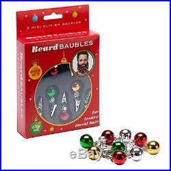 9 Quality Clip On Beard Xmas Baubles Decorations Secret Santa Present Gift Box