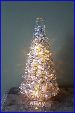 9 Silver Mercury Glass LED Light Up Christmas Tree Holiday Table Decor NEW