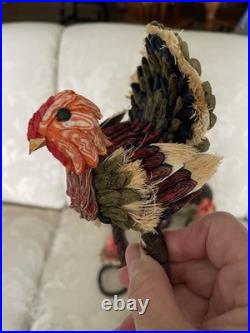 9 Thanksgiving Turkey Napkin Rings Raffia Crafts Teacher Table decor Vignette