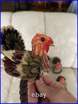 9 Thanksgiving Turkey Napkin Rings Raffia Crafts Teacher Table decor Vignette