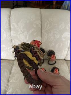 9 Thanksgiving Turkey Napkin Rings Raffia Crafts Teacher Table decor Vignette
