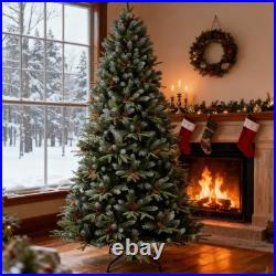 9 ft Artificial Pre-Decorated PE/PVC Christmas Tree & 111 Pine Cones&Red Berries