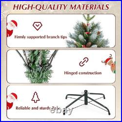 9 ft Artificial Pre-Decorated PE/PVC Christmas Tree & 111 Pine Cones&Red Berries
