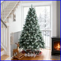 9 ft Artificial Snow Frosted Christmas Tree with2518 Pine Needles Tips&Pinecone