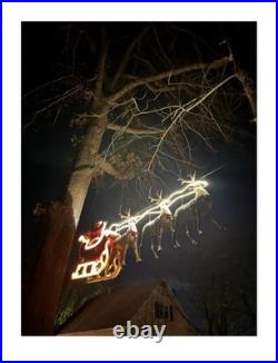 9 ft Giant Santa’s Sleigh with Reindeer Holiday LED Yard Decoration UNIT IN HAND