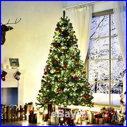 9 ft PVC Pre-lit Full Artificial Christmas Xmas Tree with Metal Stand