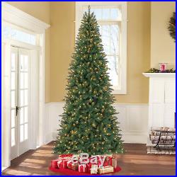 9 ft Pine Artificial Christmas Tree Pre-Lit LED Clear Lights Stand Holiday Decor