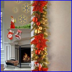 9 ft. Pre-Lit Decorative Collection Holiday Garland with Clear Lights, Plug-In