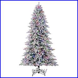 9 ft Prelit Color Changing 8 Functions LED Lights ASPEN Flocked Christmas Tree