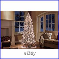 9 ft Slim Christmas Tree Decorations Pre-Lit Xmas Frost Pine Lights Ornaments