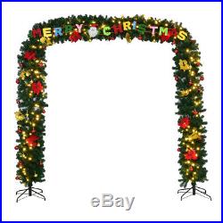 9′ x 8′ Pre-Lit Artificial Arched Christmas Tree Archway Decoration withLED Lights